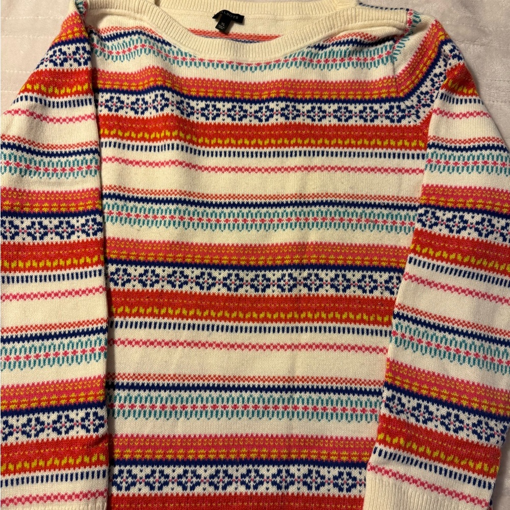 Talbots Multicolor Patterned Crew Neck Sweater